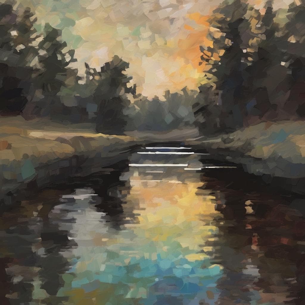 Χαρακτηριστικό τοπίο με ήρεμο ποτάμι και δέντρα, ιδανικό για τέχνη και χαλάρωση.