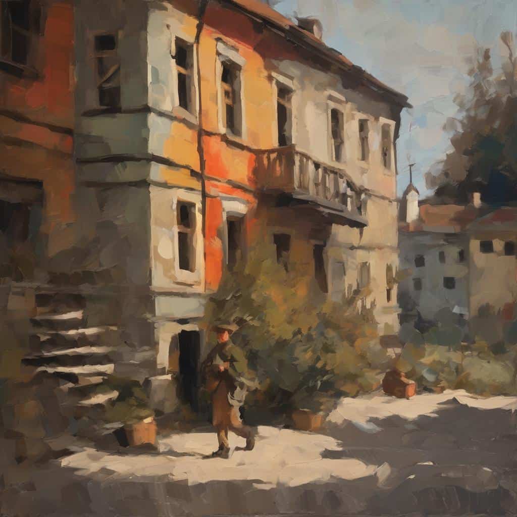 Ξενοδοχείο με ερειπωμένη αρχιτεκτονική, χαρακτηριστικό παράδειγμα της αξίας του κενού στη σύνθεση.