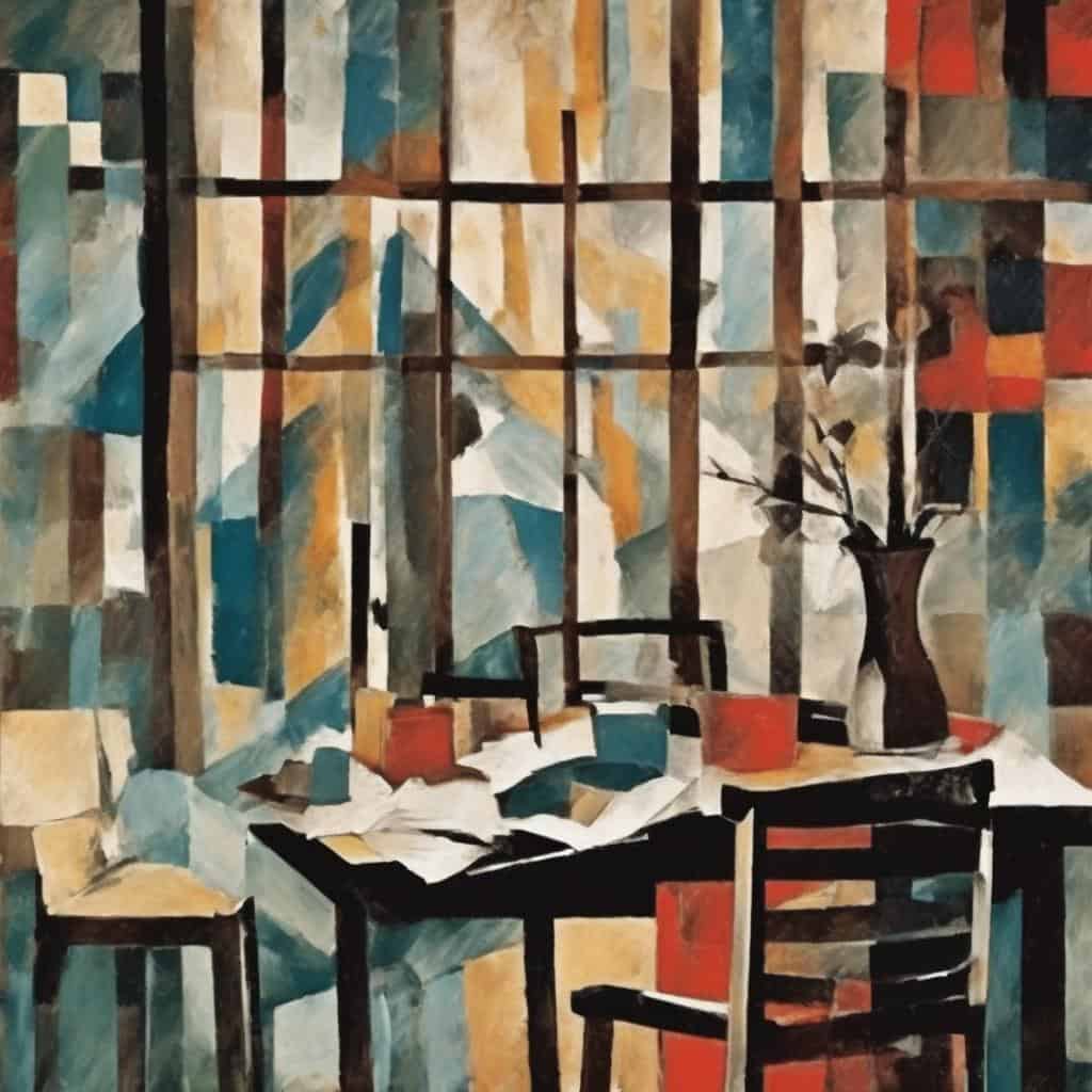 Πινακοθήκη με αφηρημένο έργο τέχνης "Η Αξία του Κενού στη Σύνθεση" σε ζωγραφική έγχρωμη αποτύπωση.